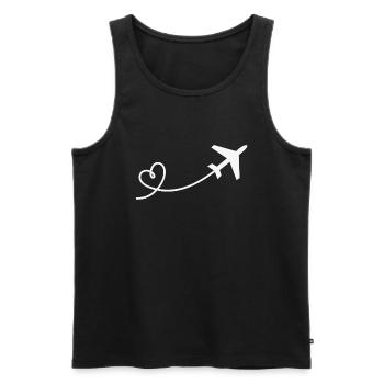Airplane flyer with heart in white - Men's Premium Organic Tank Top - black - Front - AI Model Male 178 light (178cm)