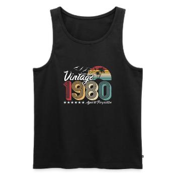Retro vintage 1980 - 40e anniversaire - Débardeur bio Premium Homme - noir - Devant - Michal (187cm)