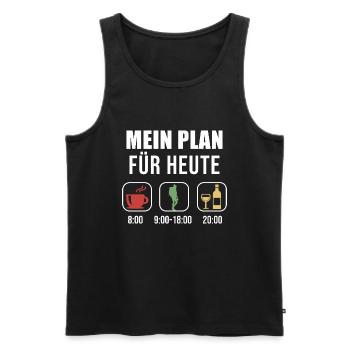Mein Plan Wandern Bergsteigen | Hiking Wein Spruch - Männer Premium Bio Tank Top - Schwarz - Vorne - Michal (187cm)