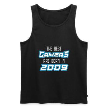 Retro Hero Gamer Birthday 2009 Born Gamer - Men's Premium Organic Tank Top - black - Front - AI Model Male 178 light (178cm)
