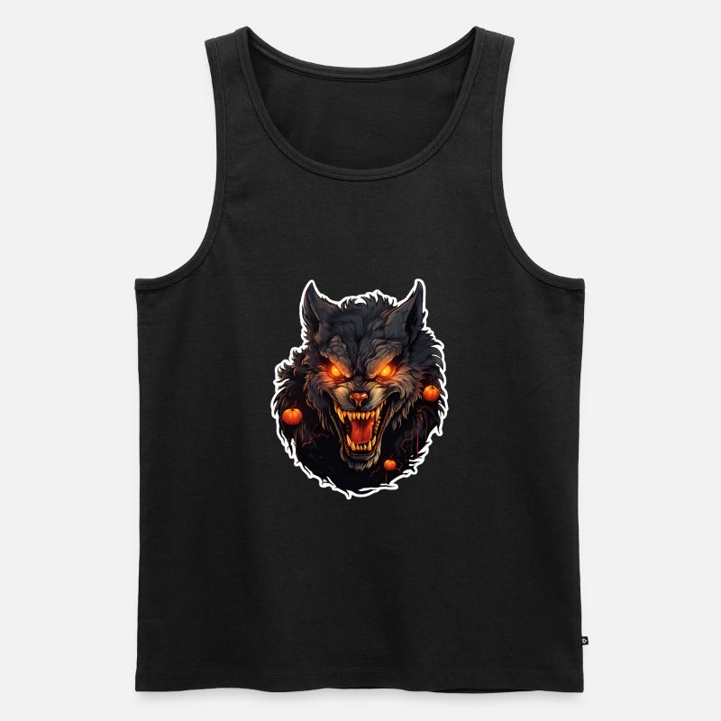 Werwolf mit Halloween - Männer Premium Bio Tank Top - Schwarz