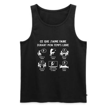 Chasseur Chasse Humour Mon Temps Libre - Débardeur bio Premium Homme - noir - Devant - Michal (187cm)