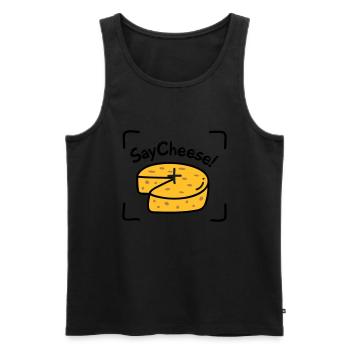 Say Cheese! - Men's Premium Organic Tank Top - black - Front - AI Model Male 178 light (178cm)