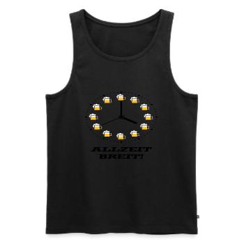 Allzeit Breit! (Bier / Uhr / Besoffen / Betrunken) - Männer Premium Bio Tank Top - Schwarz - Vorne - AI Model Male 178 light (178cm)