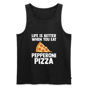Das Leben ist besser mit Peperoni Pizza liebt - Männer Premium Bio Tank Top - Schwarz - Vorne - Michal (187cm)