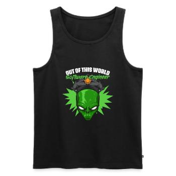 Out of This World Funny Alien Believer for - Men's Premium Organic Tank Top - black - Front - AI Model Male 178 light (178cm)