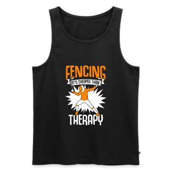Billiger als Therapie Lustiges Fechten Sport Humor - Männer Premium Bio Tank Top - Schwarz - Vorne - AI Model Male 178 light (178cm)