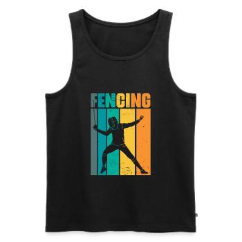 Vintage Fencing Funny Sword Fight Sports Humor - Men's Premium Organic Tank Top - black - Front - AI Model Male 178 light (178cm)