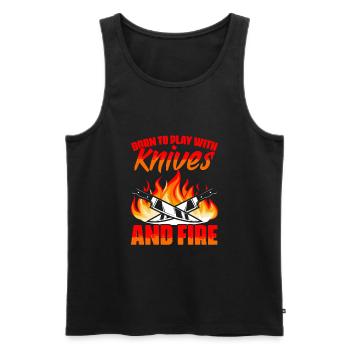 I was born to work with knives and fire - Men's Premium Organic Tank Top - black - Front - AI Model Male 178 light (178cm)