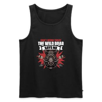Can't Work Today Funny wild boar on the hunt - Men's Premium Organic Tank Top - black - Front - Michal (187cm)