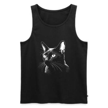 Schwarze Katze Bombay Cat Outfit für - Männer Premium Bio Tank Top - Schwarz - Vorne - Michal (187cm)