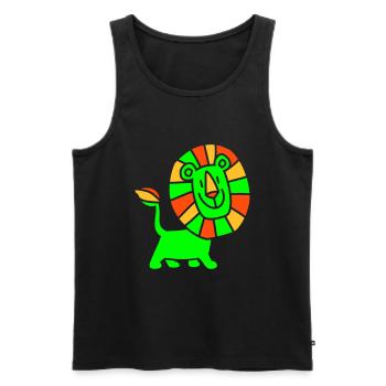 Gentle Cartoon Lion by Cheerful Madness!! - Men's Premium Organic Tank Top - black - Front - AI Model Male 178 light (178cm)