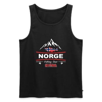 Pêche à la morue en haute mer Norvège Hitra - Débardeur bio Premium Homme - noir - Devant - AI Model Male 178 light (178cm)