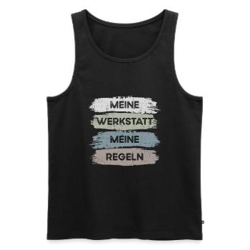Meine Werkstatt - Männer Premium Bio Tank Top - Schwarz - Vorne - AI Model Male 178 light (178cm)
