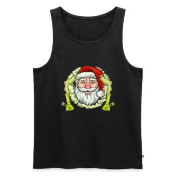 Santa Stoned mit Bong - Ugly Weihnachten - Männer Premium Bio Tank Top - Schwarz - Vorne - Michal (187cm)