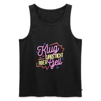 Klug wars nicht aber geil Spruch - Männer Premium Bio Tank Top - Schwarz - Vorne - AI Model Male 178 light (178cm)