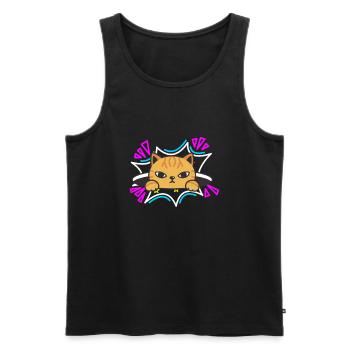 Katze 90er - Männer Premium Bio Tank Top - Schwarz - Vorne - AI Model Male 178 light (178cm)