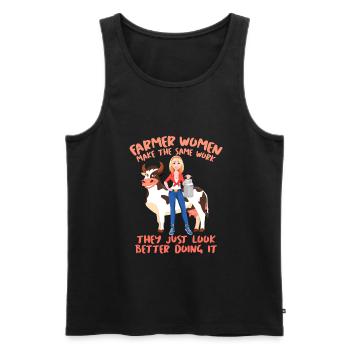Farmer Women make the same work Chicken Cow - Men's Premium Organic Tank Top - black - Front - Michal (187cm)