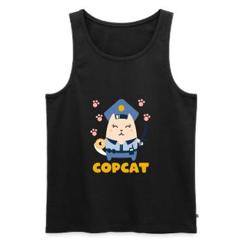 Chat Police T-shirt drôle de chat maman chat papa - Débardeur bio Premium Homme - noir - Devant - AI Model Male 178 light (178cm)