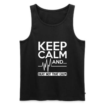 Keep calm and…not that calm funny nurse heartbeat - Männer Premium Bio Tank Top - Schwarz - Vorne - Michal (187cm)