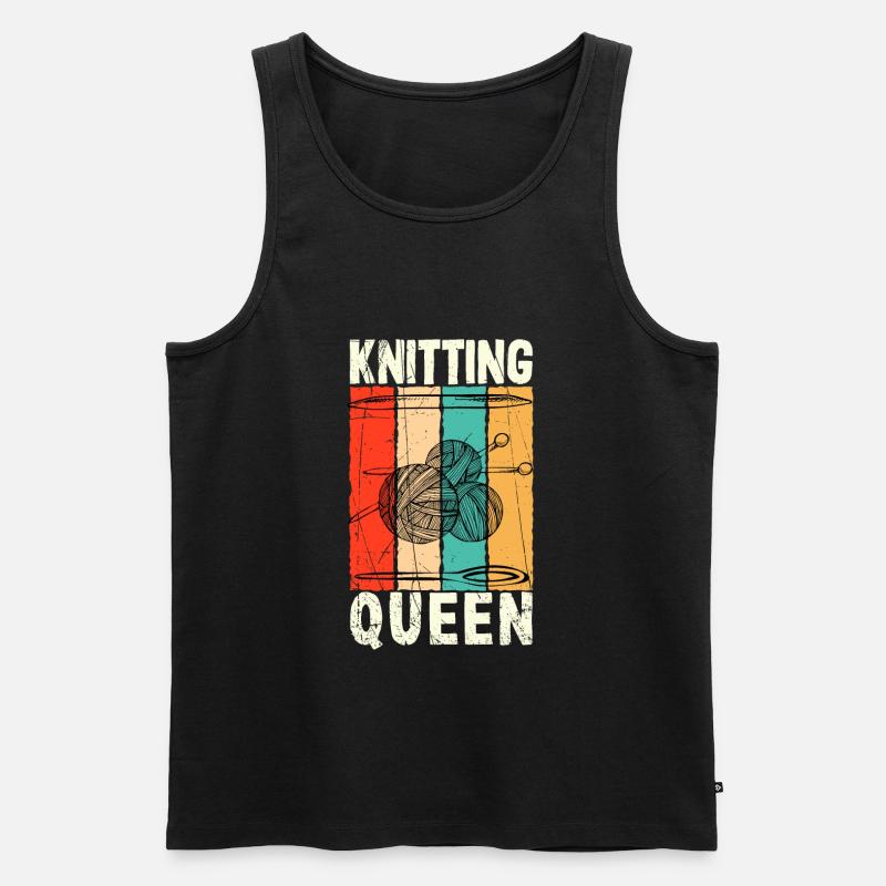 Knitting Queen Knitting - Männer Premium Bio Tank Top - Schwarz