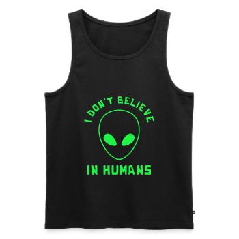 I Don’t Believe In Humans Alien Ufo - Débardeur bio Premium Homme - noir - Devant - AI Model Male 178 light (178cm)