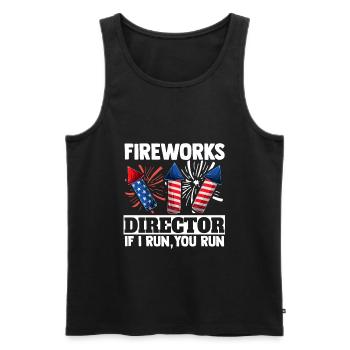 4th July Fireworks Director If I - Débardeur bio Premium Homme - noir - Devant - AI Model Male 178 light (178cm)