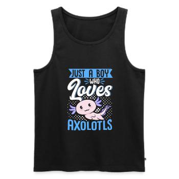 Axolotl Lover Just A Boy Who Loves - Débardeur bio Premium Homme - noir - Devant - Michal (187cm)