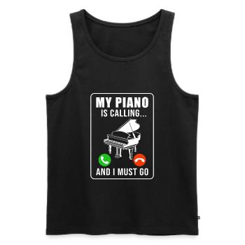 Pianiste mon piano appelle et moi - Débardeur bio Premium Homme - noir - Devant - AI Model Male 178 light (178cm)