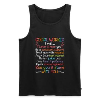 School Social Work Month Crayon - Männer Premium Bio Tank Top - Schwarz - Vorne - Michal (187cm)