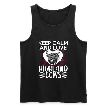 Scottish Highland Cattle Cow - Männer Premium Bio Tank Top - Schwarz - Vorne - AI Model Male 178 light (178cm)