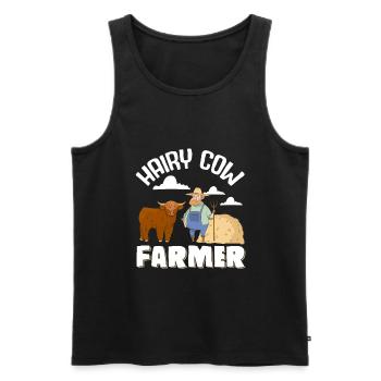Vache bovine écossaise des Highlands - Débardeur bio Premium Homme - noir - Devant - Michal (187cm)