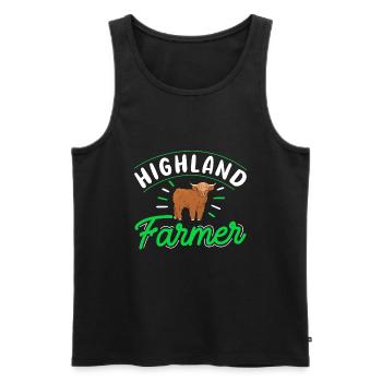 Scottish Highland Cattle Cow - Männer Premium Bio Tank Top - Schwarz - Vorne - AI Model Male 178 light (178cm)
