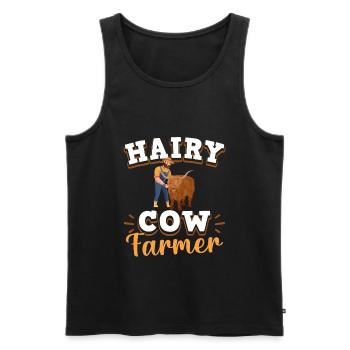 Vache bovine écossaise des Highlands - Débardeur bio Premium Homme - noir - Devant - Michal (187cm)