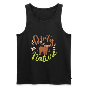 Vache bovine écossaise des Highlands - Débardeur bio Premium Homme - noir - Devant - Michal (187cm)