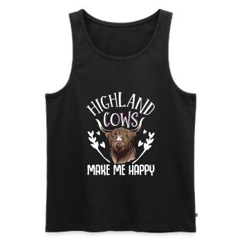 Scottish Highland Cattle Cow - Männer Premium Bio Tank Top - Schwarz - Vorne - AI Model Male 178 light (178cm)