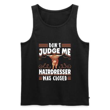 Scottish Highland Cattle Cow - Männer Premium Bio Tank Top - Schwarz - Vorne - AI Model Male 178 light (178cm)
