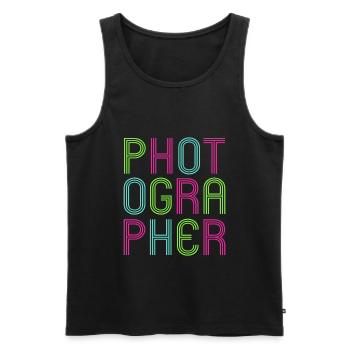 Photography Camera Lens Retro - Männer Premium Bio Tank Top - Schwarz - Vorne - Michal (187cm)