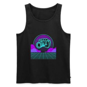 Photography Camera Lens Vaporwave - Männer Premium Bio Tank Top - Schwarz - Vorne - Michal (187cm)