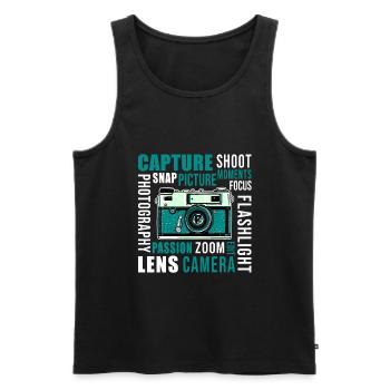 Photography Camera Lens Retro - Männer Premium Bio Tank Top - Schwarz - Vorne - Michal (187cm)