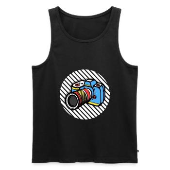 Photography Camera Lens Retro - Männer Premium Bio Tank Top - Schwarz - Vorne - Michal (187cm)