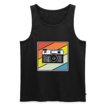 Photography Camera Lens Retro - Männer Premium Bio Tank Top - Schwarz - Vorne - Michal (187cm)