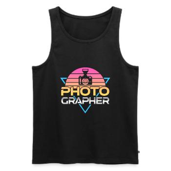 Photography Camera Lens Retro - Männer Premium Bio Tank Top - Schwarz - Vorne - Michal (187cm)