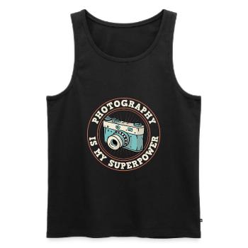 Photography Camera Lens Retro - Männer Premium Bio Tank Top - Schwarz - Vorne - Michal (187cm)