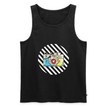 Photography Camera Lens Retro - Männer Premium Bio Tank Top - Schwarz - Vorne - Michal (187cm)