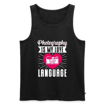 Photography Camera Lens Retro - Männer Premium Bio Tank Top - Schwarz - Vorne - Michal (187cm)
