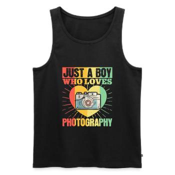 Photography Camera Lens Retro Just - Männer Premium Bio Tank Top - Schwarz - Vorne - Michal (187cm)