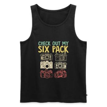 Photography Camera Lens Retro - Männer Premium Bio Tank Top - Schwarz - Vorne - Michal (187cm)