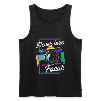 Photography Camera Lens Retro - Männer Premium Bio Tank Top - Schwarz - Vorne - Michal (187cm)