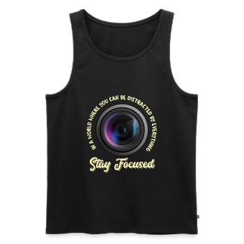 Photography Camera Lens Retro In A - Männer Premium Bio Tank Top - Schwarz - Vorne - Michal (187cm)